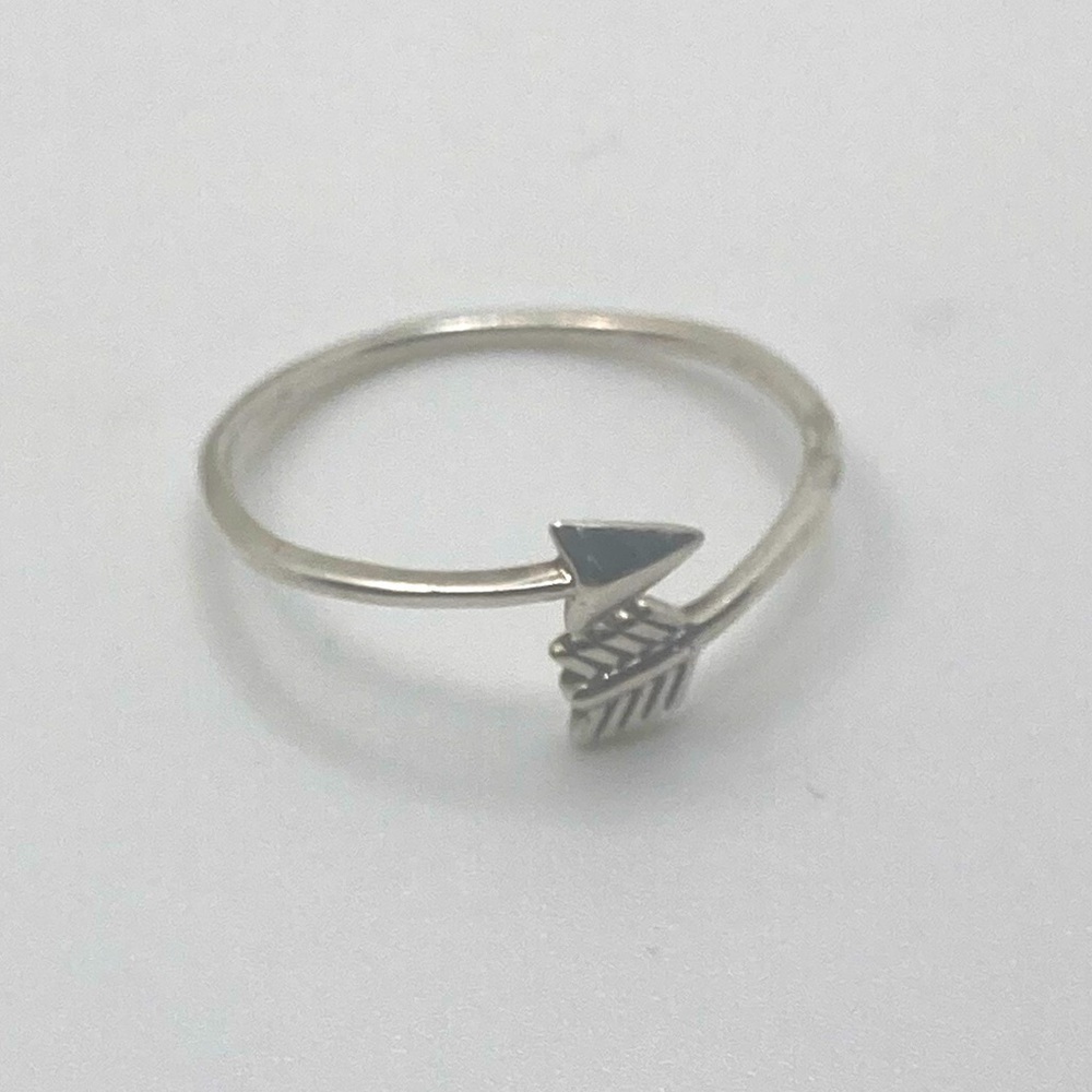 Vtg Sterling Silver Open Arrow Sagittarius Symbol Ring Open / Adjustable OS